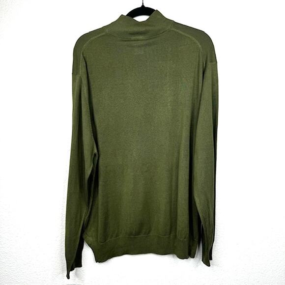 Jos. A. Bank Mens Signature Collection 100% Silk X-Large Crewneck Sweater Olive - Picture 3 of 10
